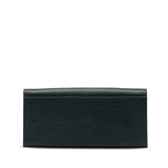 セリーヌ サークル ロゴ 長財布 ネイビー レザー レディース CELINE 【中古】
