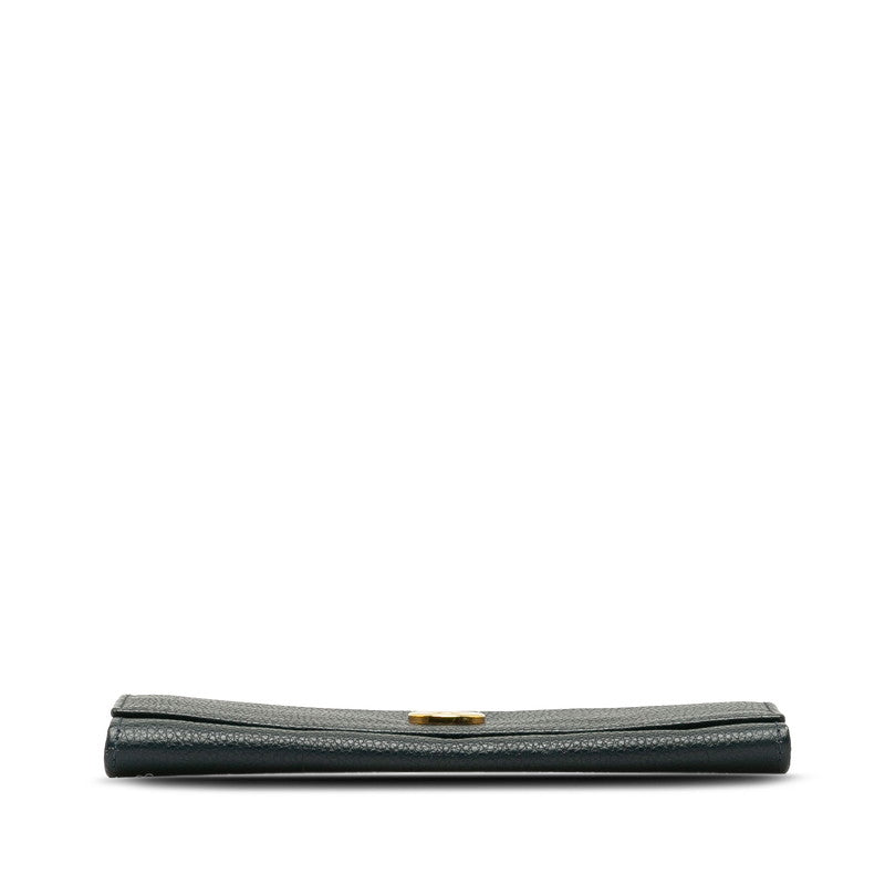 セリーヌ サークル ロゴ 長財布 ブラック レザー レディース CELINE 【中古】