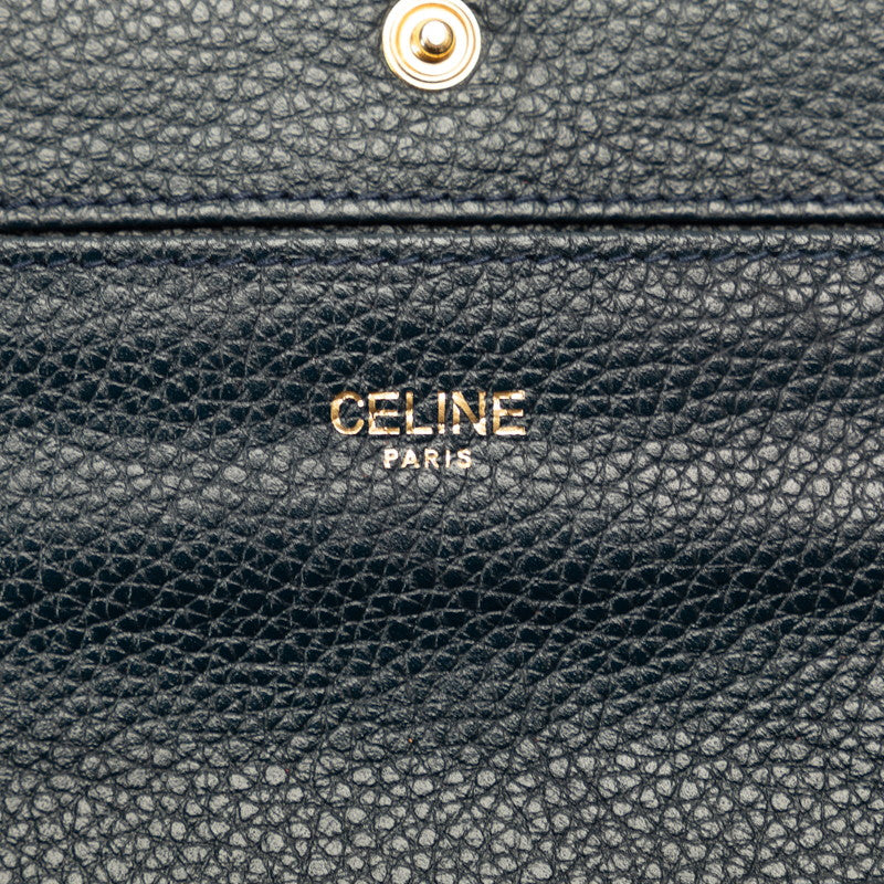 セリーヌ サークル ロゴ 長財布 ブラック レザー レディース CELINE 【中古】