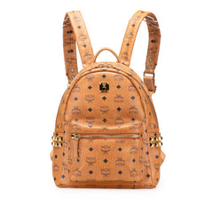 エム シー エム ヴィセトス スタッズ リュック バックパック ブラウン レザー レディース MCM 【中古】