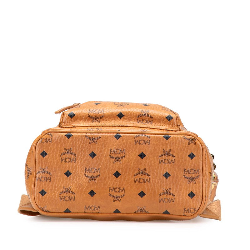 エム シー エム ヴィセトス スタッズ リュック バックパック ブラウン レザー レディース MCM 【中古】