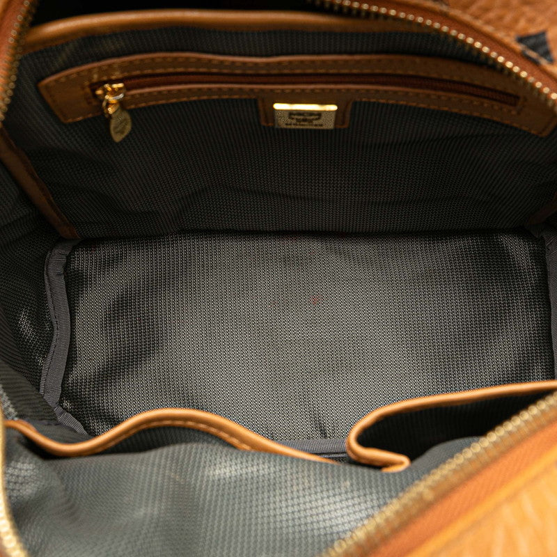 エム シー エム ヴィセトス スタッズ リュック バックパック ブラウン レザー レディース MCM 【中古】