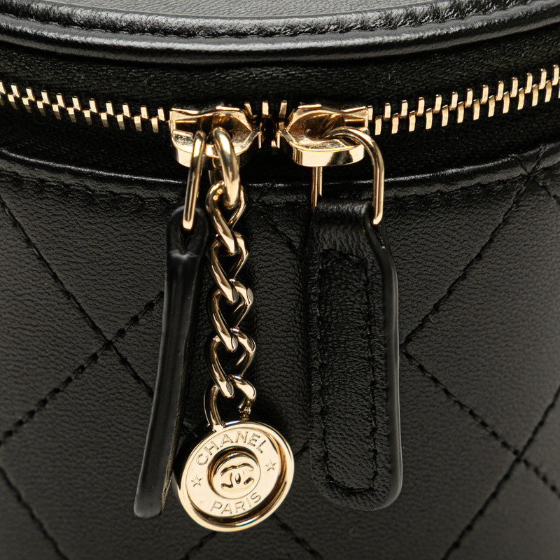 シャネル マトラッセ ココマーク チェーン バニティバッグ ショルダーバッグ ブラック ラムスキン レディース CHANEL 【中古】