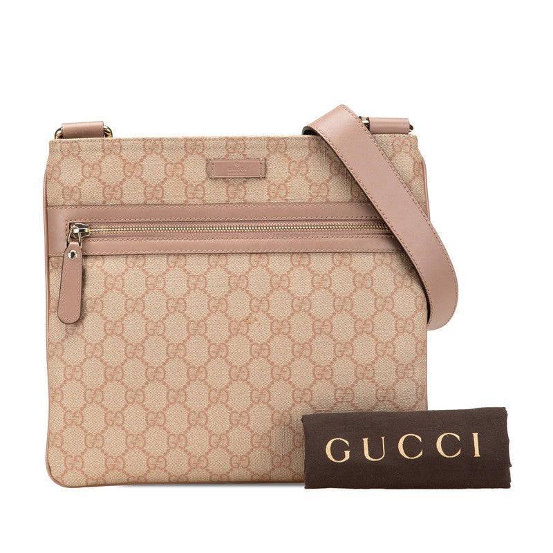 グッチ GGスプリーム 斜め掛け ショルダーバッグ 295257 ピンク ベージュ PVC レザー レディース GUCCI 【中古】