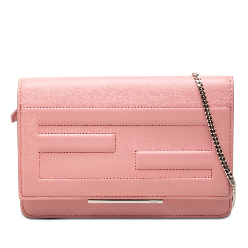 フェンディ チェーン ショルダーバッグ ウォレット 8M0346 ピンク レザー レディース FENDI 【中古】