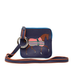 エルメス カレ ポケット ショルダーバッグ ポーチ C刻印 ネイビー マルチカラー スイフト レディース HERMES 中古