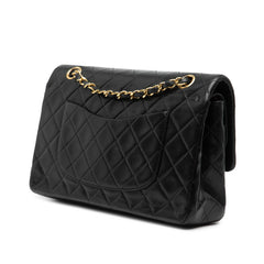 シャネル マトラッセ25 ココマーク ダブルフラップ チェーン ショルダーバッグ ブラック ラムスキン レディース CHANEL 【中古】