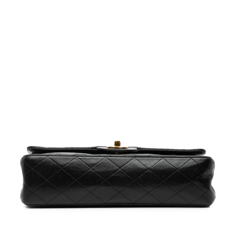 シャネル マトラッセ25 ココマーク ダブルフラップ チェーン ショルダーバッグ ブラック ラムスキン レディース CHANEL 【中古】
