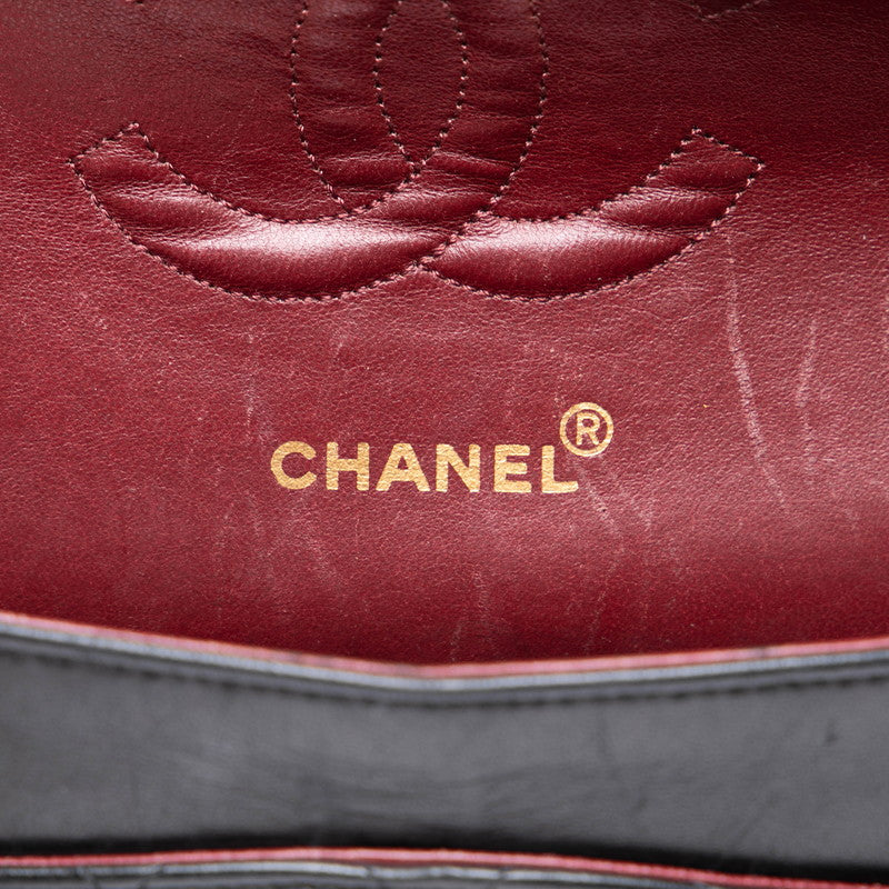 シャネル マトラッセ25 ココマーク ダブルフラップ チェーン ショルダーバッグ ブラック ラムスキン レディース CHANEL 【中古】