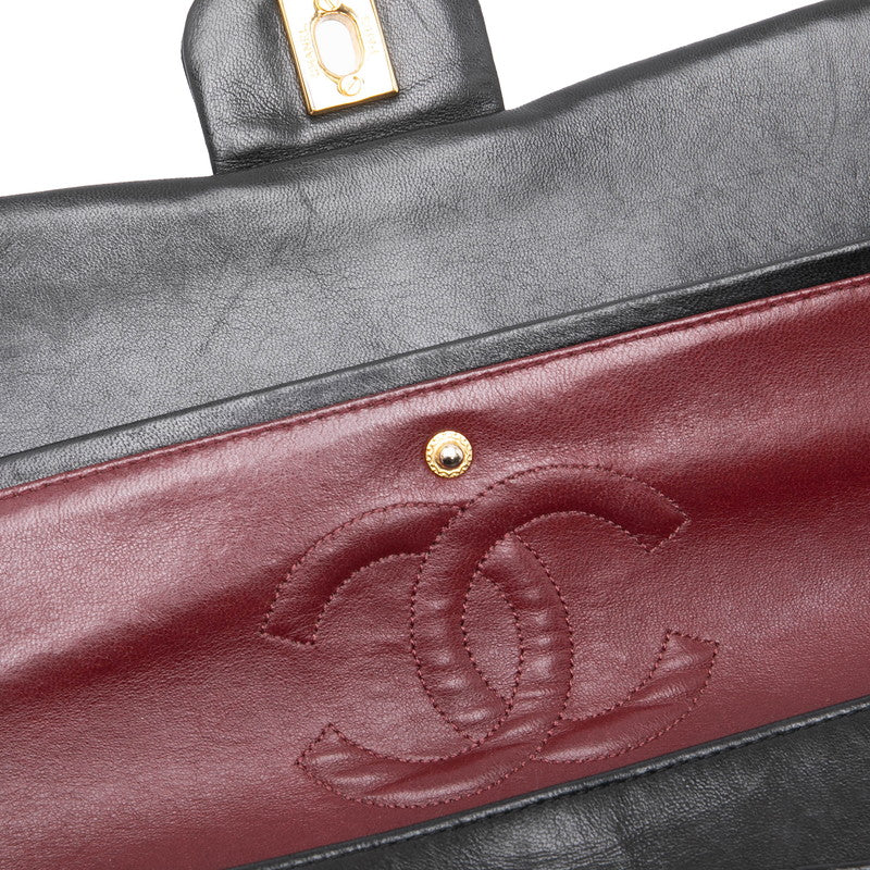 シャネル マトラッセ25 ココマーク ダブルフラップ チェーン ショルダーバッグ ブラック ラムスキン レディース CHANEL 【中古】