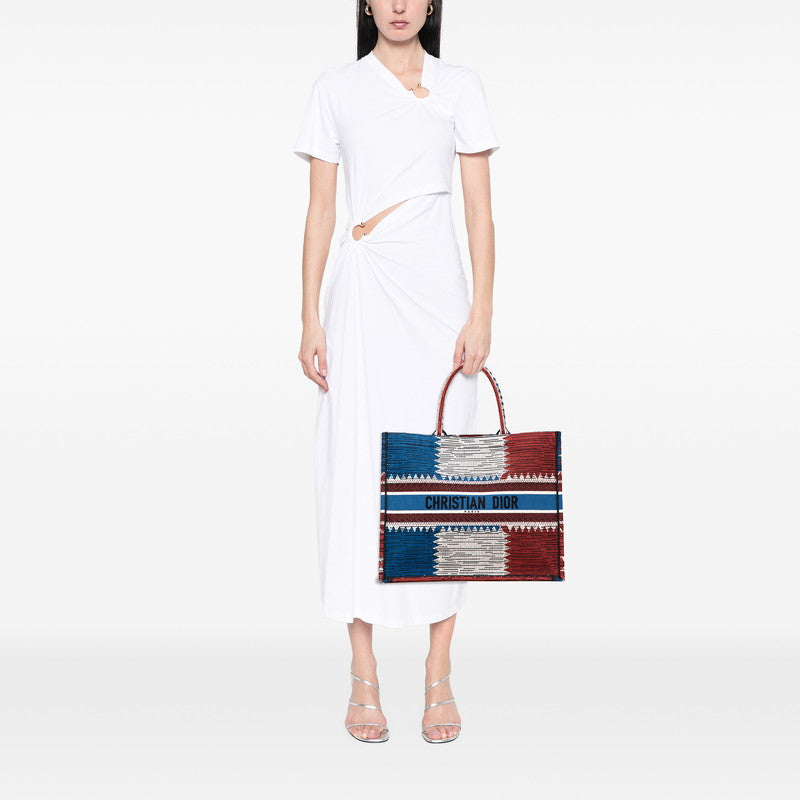 ディオール ブックトート ラージ トートバッグ マルチカラー キャンバス レディース Dior 【中古】