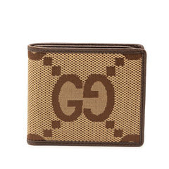 グッチ ジャンボGG 二つ折り財布 699308 ブラウン ベージュ キャンバス レザー レディース GUCCI 【中古】