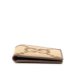 グッチ ジャンボGG 二つ折り財布 699308 ブラウン ベージュ キャンバス レザー レディース GUCCI 【中古】