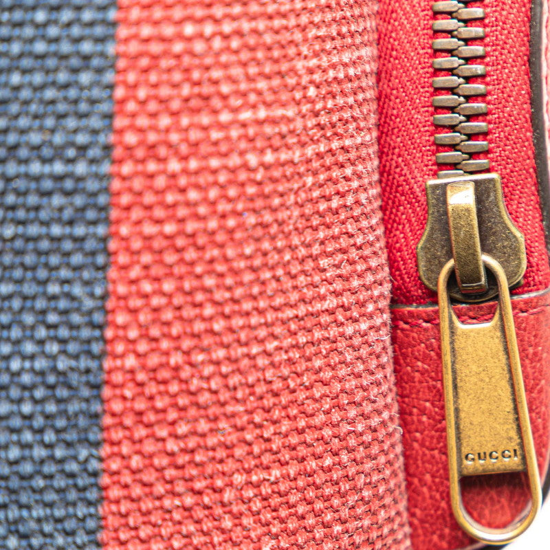 グッチ バイアデラストライプ リュック バックパック 625909 レッド マルチカラー キャンバス レザー レディース GUCCI 【中古】