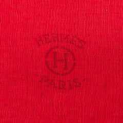 エルメス ロゴ スカーフ ストール レッド カシミヤ シルク レディース HERMES 【中古】