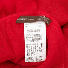 エルメス ロゴ スカーフ ストール レッド カシミヤ シルク レディース HERMES 【中古】