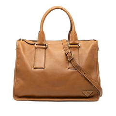 プラダ 三角ロゴプレート ハンドバッグ ショルダーバッグ 2WAY ブラウン レザー レディース PRADA 【中古】