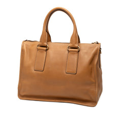 プラダ 三角ロゴプレート ハンドバッグ ショルダーバッグ 2WAY ブラウン レザー レディース PRADA 【中古】