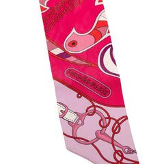 エルメス ツイリー Folklore BE Fuchsia Rouge Ros スカーフ パープル系 マゼンタ シルク レディース HERMES 【中古】