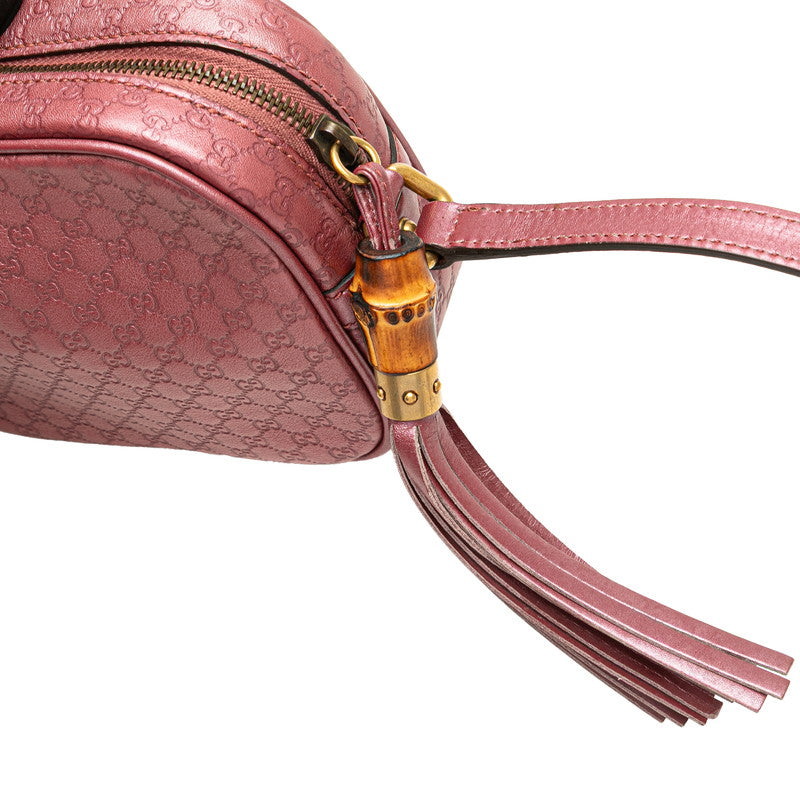 グッチ マイクログッチシマ バンブー ショルダーバッグ 309538 ピンク レザー レディース GUCCI 【中古】