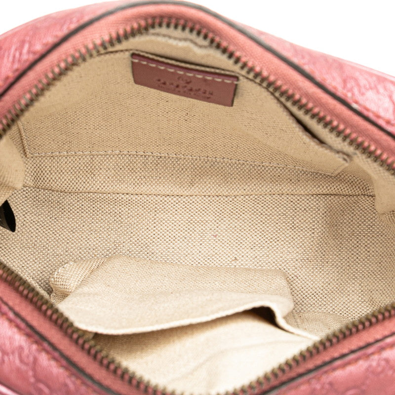 グッチ マイクログッチシマ バンブー ショルダーバッグ 309538 ピンク レザー レディース GUCCI 【中古】