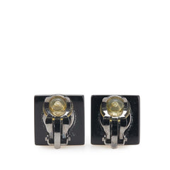 シャネル ココマーク カメリア スクエア イヤリング ブラック メタル レディース CHANEL 【中古】