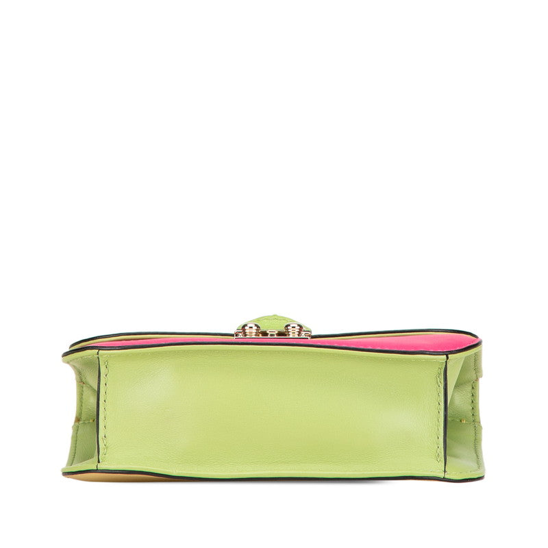 ヴァレンティノ ロックスタッズ チェーン ショルダーバッグ ピンク イエロー グリーン レザー レディース VALENTINO 【中古】