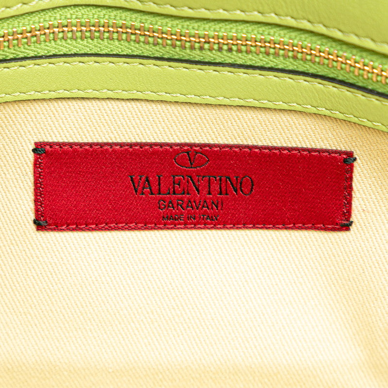 ヴァレンティノ ロックスタッズ チェーン ショルダーバッグ ピンク イエロー グリーン レザー レディース VALENTINO 【中古】