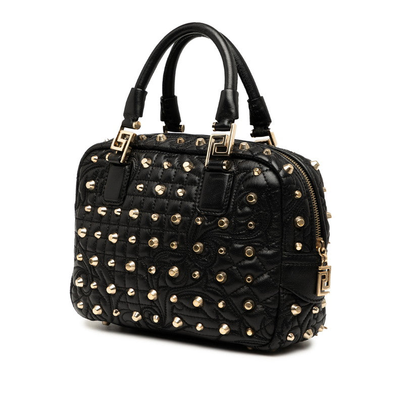 ヴェルサーチェ スタッズ ハンドバッグ ブラック レザー レディース VERSACE 【中古】