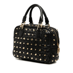 ヴェルサーチェ スタッズ ハンドバッグ ブラック レザー レディース VERSACE 【中古】