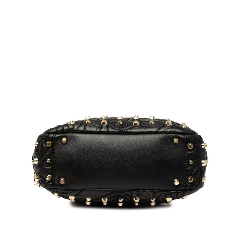 ヴェルサーチェ スタッズ ハンドバッグ ブラック レザー レディース VERSACE 【中古】