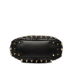 ヴェルサーチェ スタッズ ハンドバッグ ブラック レザー レディース VERSACE 【中古】