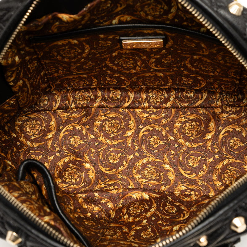 ヴェルサーチェ スタッズ ハンドバッグ ブラック レザー レディース VERSACE 【中古】