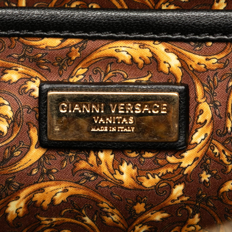 ヴェルサーチェ スタッズ ハンドバッグ ブラック レザー レディース VERSACE 【中古】
