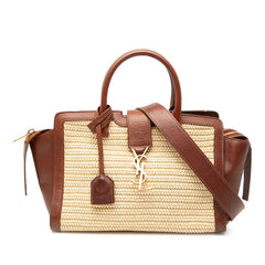 サンローラン ベイビー ダウンタウン カバス ハンドバッグ ショルダー 斜め掛け 2WAY 436834 ベージュ ブラウン ラフィア レザー レディース SAINT LAURENT 【中古】