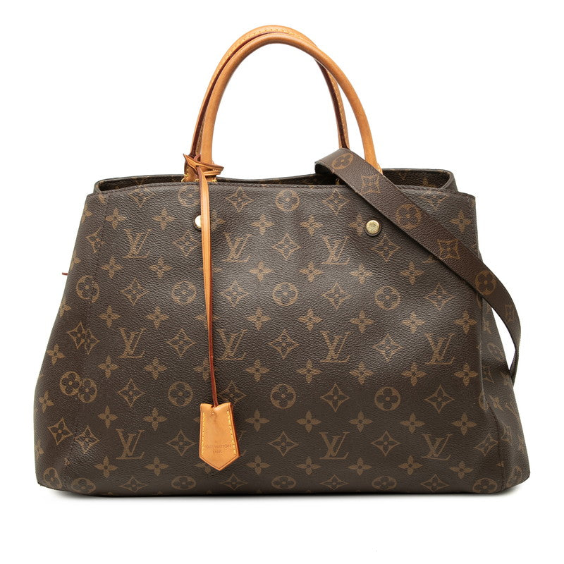 ルイ ヴィトン モノグラム モンテーニュGM ハンドバッグ ショルダーバッグ 2WAY M41067 ブラウン PVC レザー レディース LOUIS VUITTON 中古