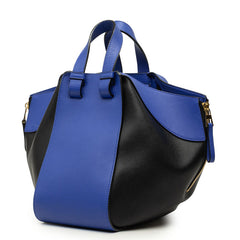 ロエベ アナグラム ハンモック スモール ハンドバッグ ショルダーバッグ 2WAY ブラック ブルー レザー レディース LOEWE 中古