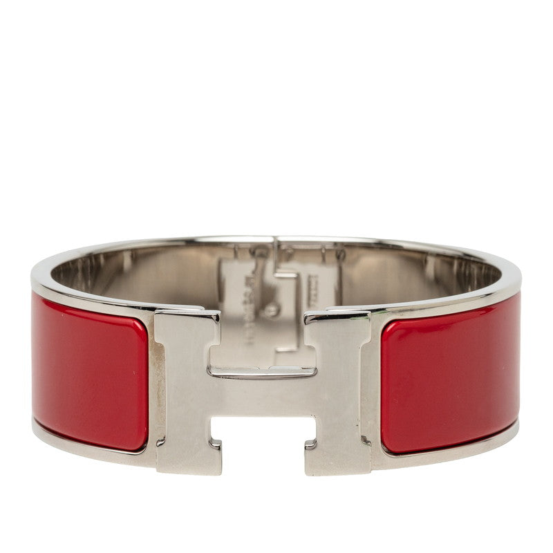エルメス クリッククラックＨ PM ブレスレット バングル シルバー レッド メタル エナメル レディース HERMES 中古