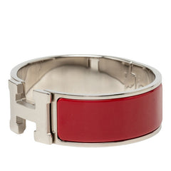 エルメス クリッククラックＨ PM ブレスレット バングル シルバー レッド メタル エナメル レディース HERMES 中古