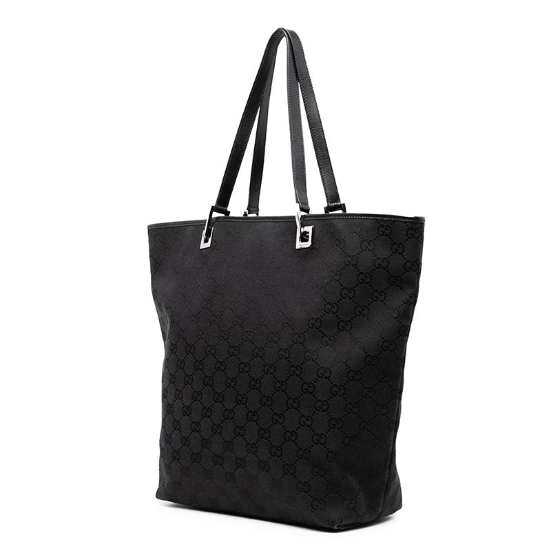 グッチ GGキャンバス ショルダーバッグ トートバッグ 31243 ブラック キャンバス レザー レディース GUCCI 【中古】