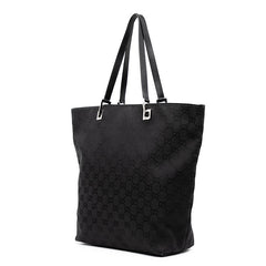 グッチ GGキャンバス ショルダーバッグ トートバッグ 31243 ブラック キャンバス レザー レディース GUCCI 【中古】