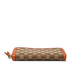 グッチ GGキャンバス バンブー ラウンドファスナー 長財布 タッセル 224253 オレンジ ベージュ キャンバス レザー レディース GUCCI 【中古】