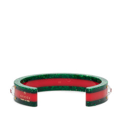 グッチ シェリーライン ビー バングル レッド グリーン プラスチック クリスタル レディース GUCCI 【中古】