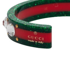 グッチ シェリーライン ビー バングル レッド グリーン プラスチック クリスタル レディース GUCCI 【中古】