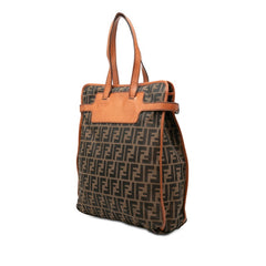 フェンディ ズッカ トートバッグ ハンドバッグ 8BN168 ブラウン キャンバス レザー レディース FENDI 【中古】