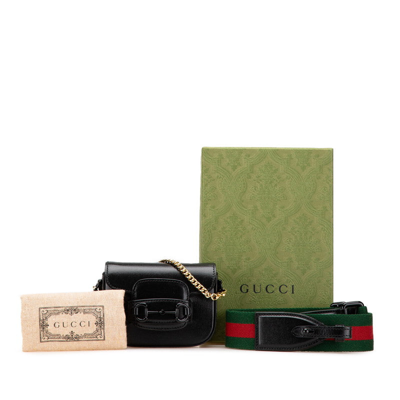 グッチ ミニホースビット ショルダーバッグ 725863 ブラック PVC レザー レディース GUCCI 【中古】