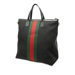 グッチ シェリーライン トートバッグ ショルダーバッグ 2WAY 619751 ブラック キャンバス レザー レディース GUCCI 【中古】