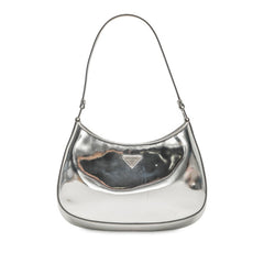 プラダ 三角ロゴプレート クレオ ワンショルダーバッグ ハンドバッグ 1BC499 シルバー レザー レディース PRADA 【中古】