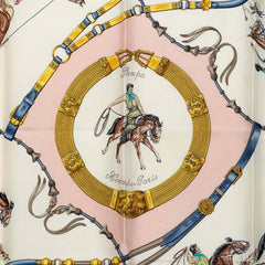 エルメス カレ90 パンパ Pampa スカーフ ライトピンク マルチカラー シルク レディース HERMES 中古