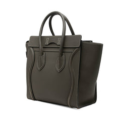 セリーヌ ラゲージ マイクロショッパー ハンドバッグ グレー系 カーキグリーン レザー レディース CELINE 【中古】